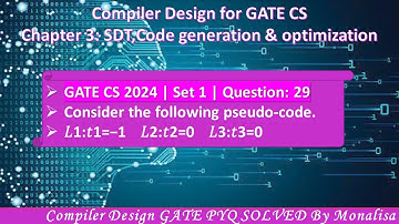 GATE CS 2024 | Set 1 | Question: 29 Consider the following pseudo-code.𝐿1:𝑡1=−1 𝐿2:𝑡2=0 𝐿3:𝑡3=0