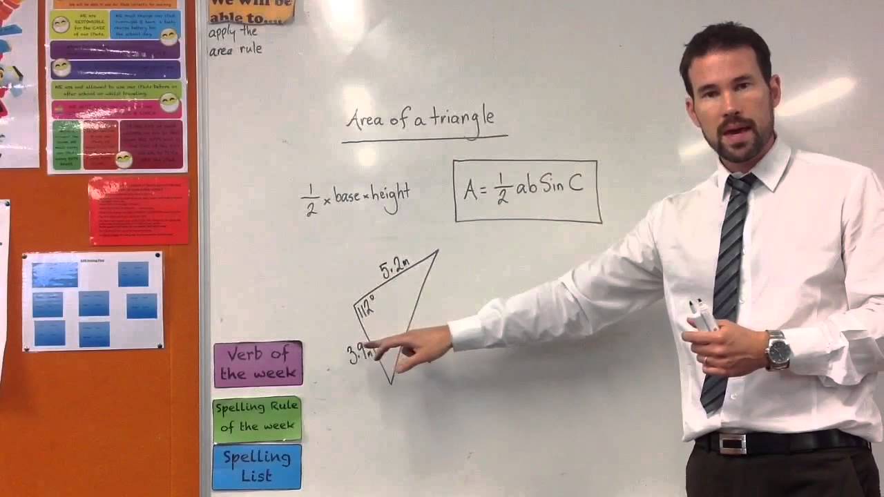 Area of a non right angled triangle - YouTube