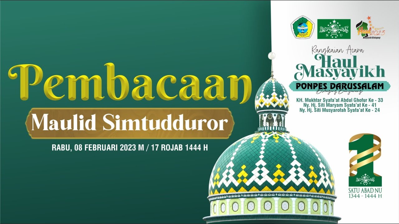 Pembacaan Maulid Simtudduror | Haul Masyayikh Pondok Pesantren Darussalam Blokagung