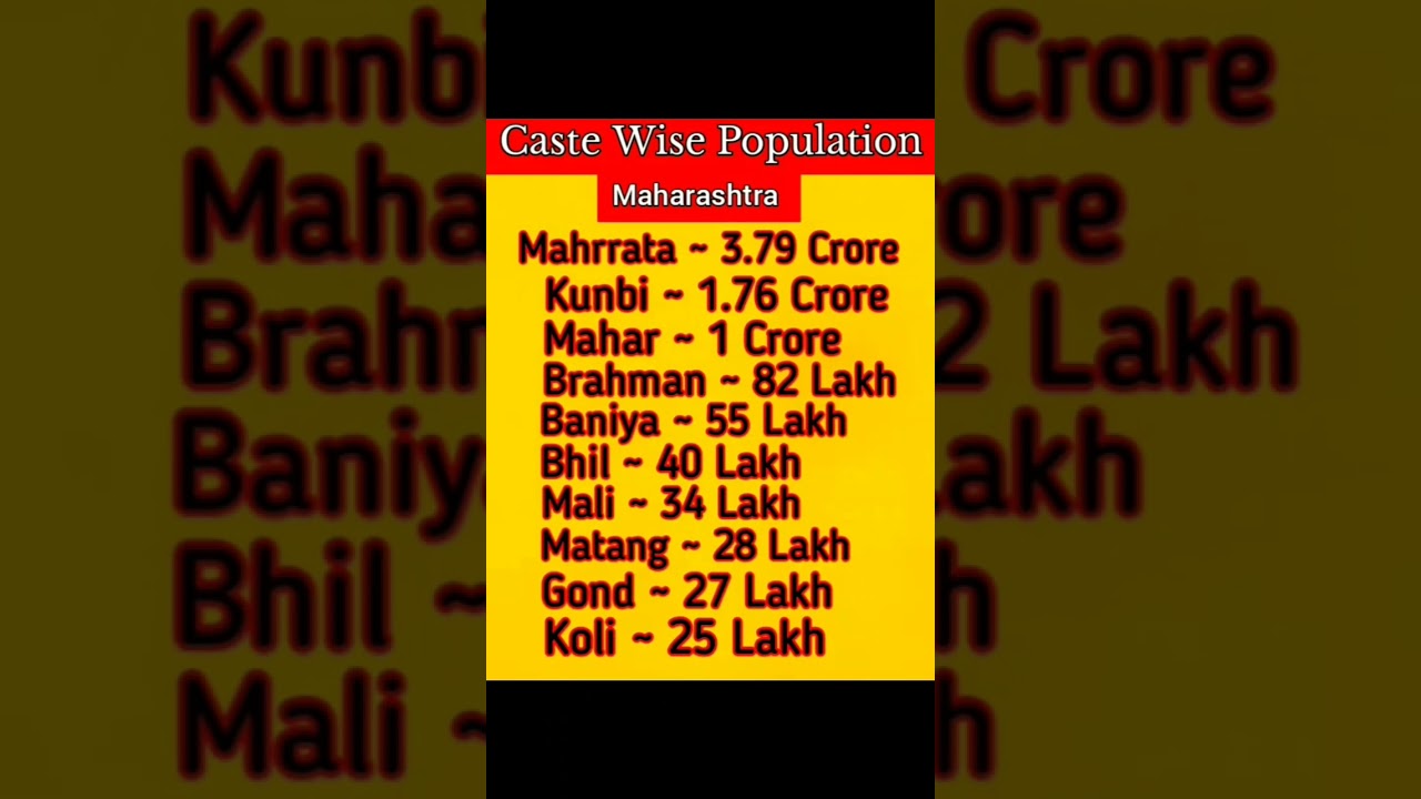 Caste Wise Population in Maharashtra ~              