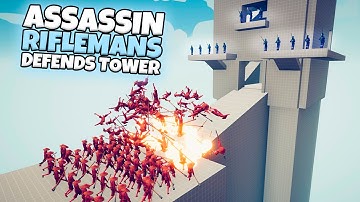 ASSASSIN RIFLEMANS DEFENDS TOWER VS EVERY FACTION (CUSTOM) | TABS MODDED GAMEPLAY