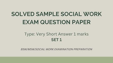 Set 1 - Solved Sample Social Work Question Paper | Very short answer type questions | UGC-NET