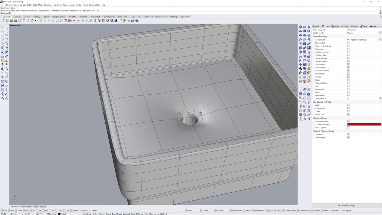 how to model a soft rectangular form using SubD surfaces in the Rhino 7 &ap...