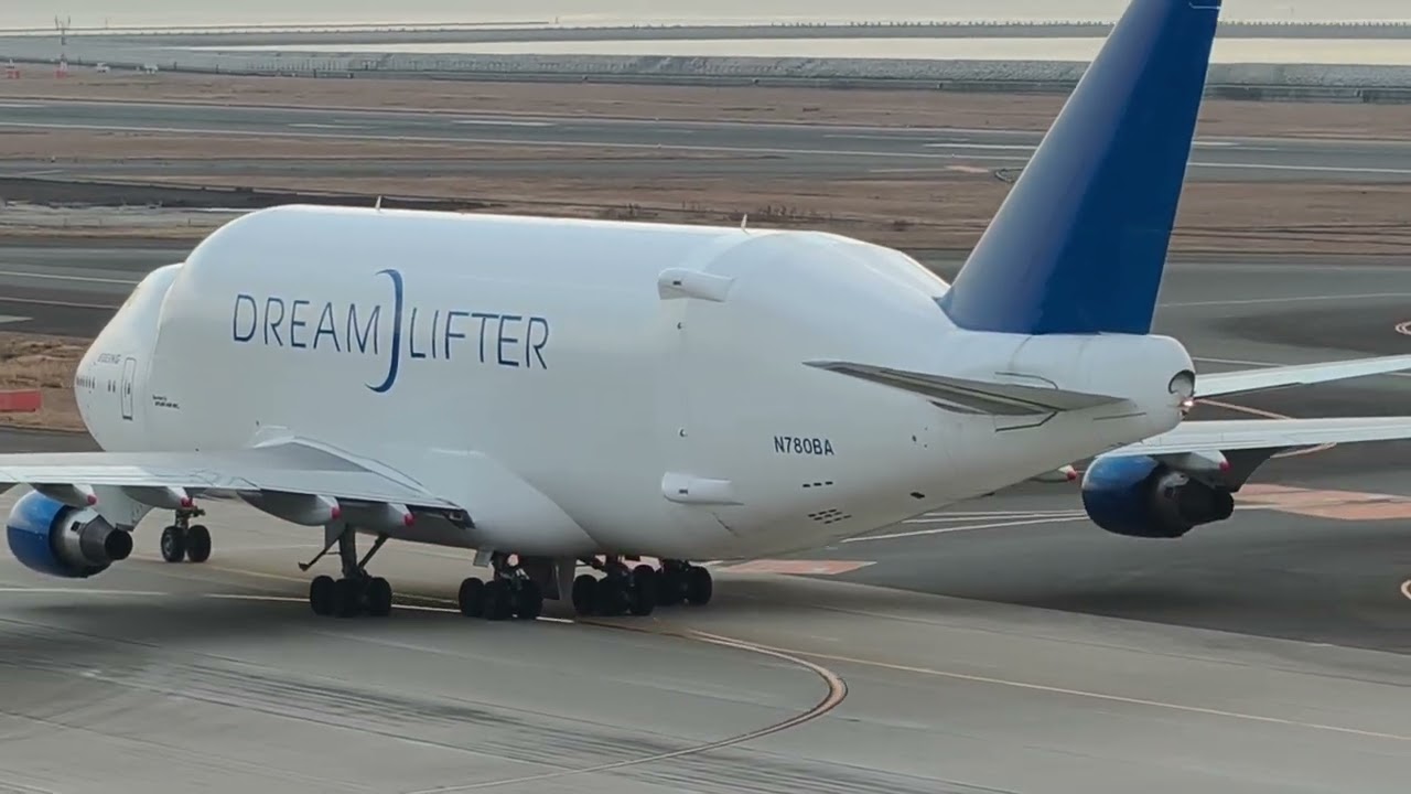 中部国際空港 ボーイング シアトル－中部 ボーイング747-400LCF DreamLifter 着陸シーン 2026年1月15日