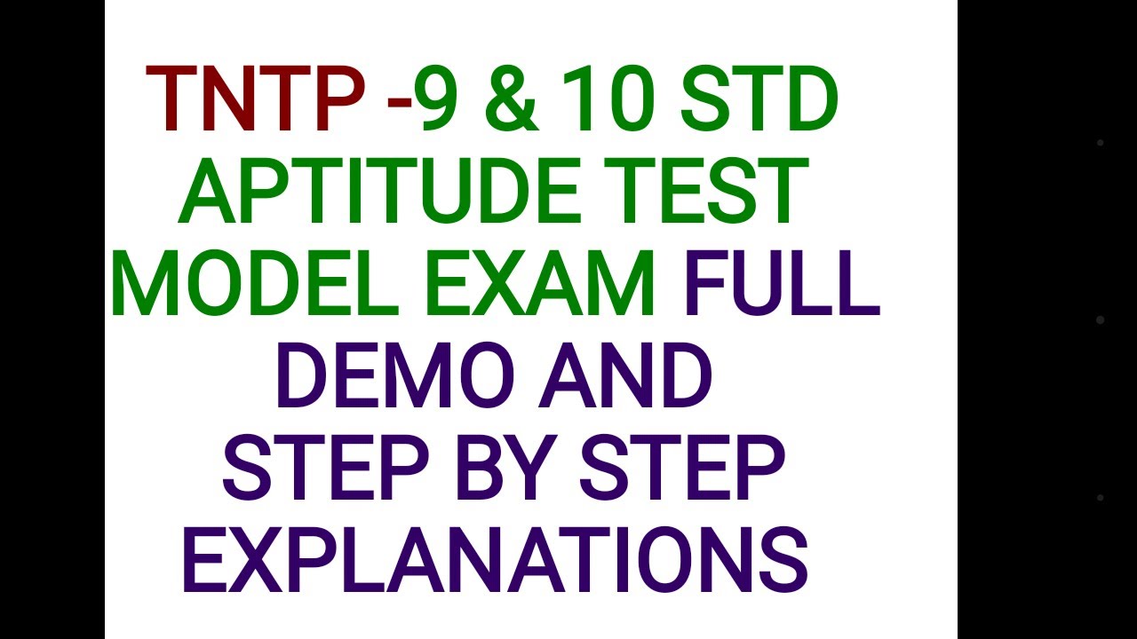 TNTP 9 10 STD Aptitude Test Model Exam Demo Step By Step Explanations YouTube