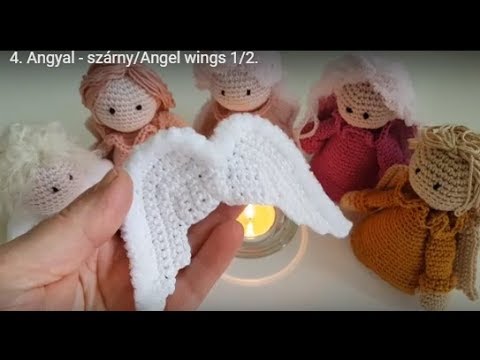 Angel wings crochet tutorial with english pattern subtitle - YouTube