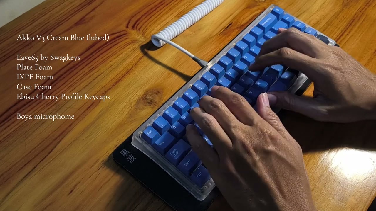 Akko v3 Cream Blue Typing Sound Test | Eave65 (Budget Keebs)