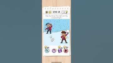 Brain Test Level 125 Help the kid on the right win the snowball fight Answers Solutions