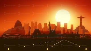 Rio de Janeiro Brazil Airplane Landing Skyline Golden Background screenshot 5