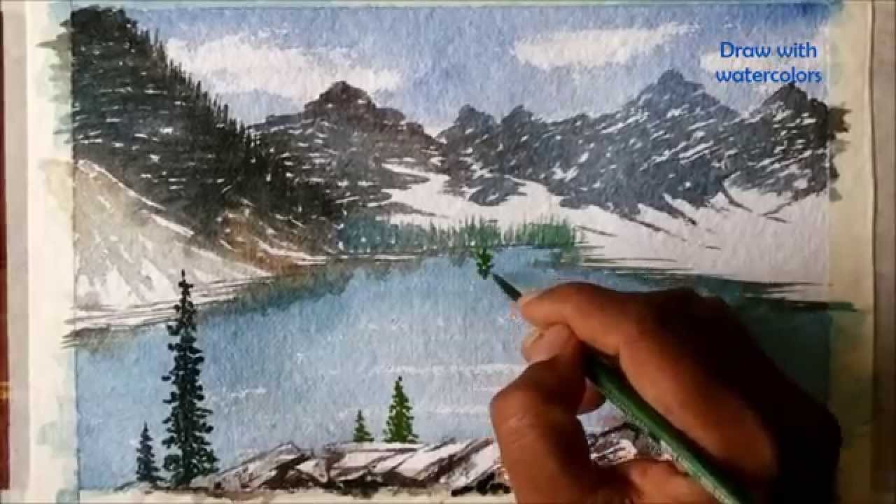 How to Draw mountains with watercolors - YouTube