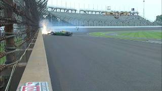 Takuma Sato crashes during Pole Day practice Takuma Sato crashes during Pole Day practice