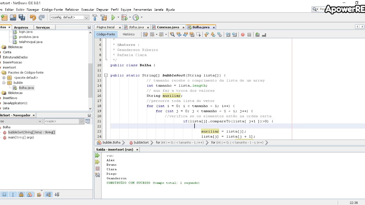 Aplica o bubble sort em java youtube
