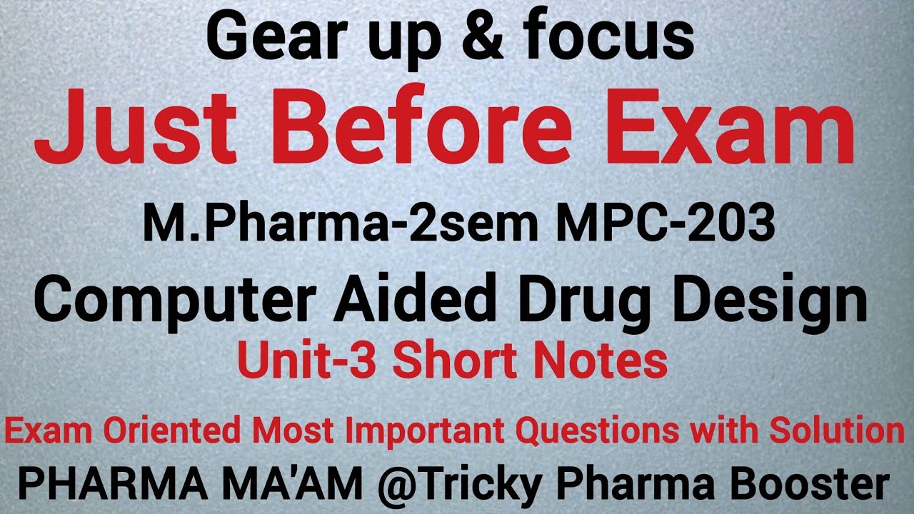 MPharma 2sem Most Important Questions|Computer Aided Drug Design U3|Just Before Exam by Pharma Ma'am