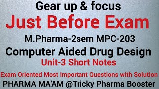 MPharma 2sem Most Important Questions|Computer Aided Drug Design U3|Just Before Exam by Pharma Ma'am
