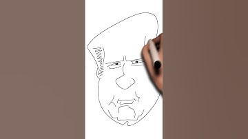Free Whiteboard animation: Hand drawing a cartoon image of president Trump.