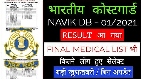 Coastguard Navik DB - 01/2021 Batch Final Result Out | Coastguard Navik Final Medical List Released
