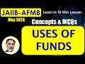 USES OF FUND JAIIB-AFMB MAY-26 Get 2 Marks in 10 Min: Exam Points with MCQs #S185