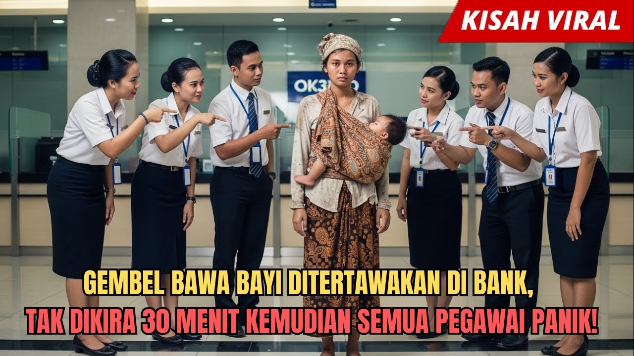 GEMBEL BAWA BAYI DITERTAWAKAN DI BANK, TAK DIKIRA 30 MENIT KEMUDIAN SEMUA PEGAWAI PANIK!