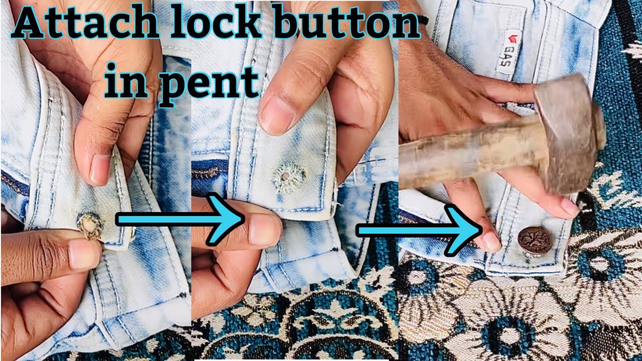 Attach Lock Button In Pent🩵 #udaysonicreations #buttonholestitch # ...