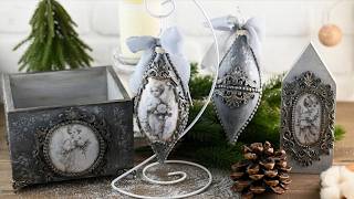 Decoupage Christmas Ornaments & Box | Vintage Angels with Rice Paper and Moulds