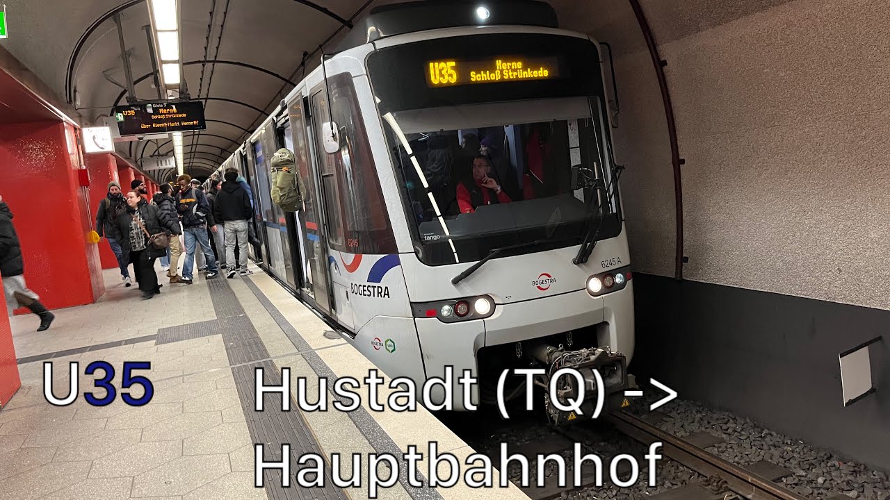 Die Mitfahrt mit der U35 von Hustadt (Technisches Quartier) bis zum Hauptbahnhof 