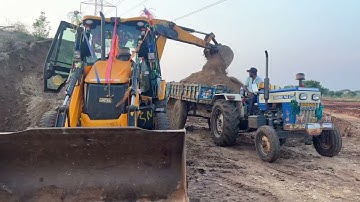 Jcb 3dx Eco Excallence Backhoe Loading mud in Swaraj Tractor || jcb and tractor video Part-03