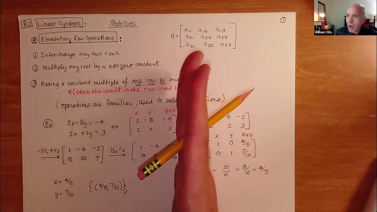 8 2 matrix methods for linear systems youtube