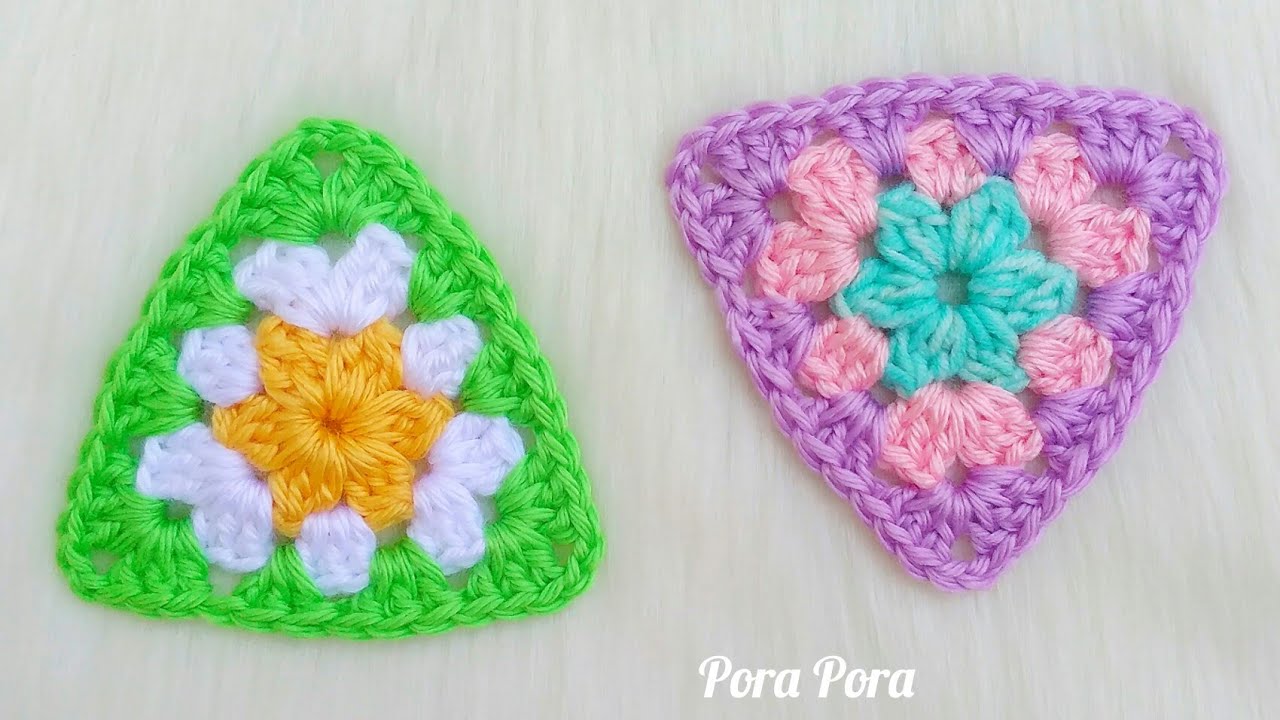 Crochet Granny Triangle I Crochet Flower Granny Triangle Pattern