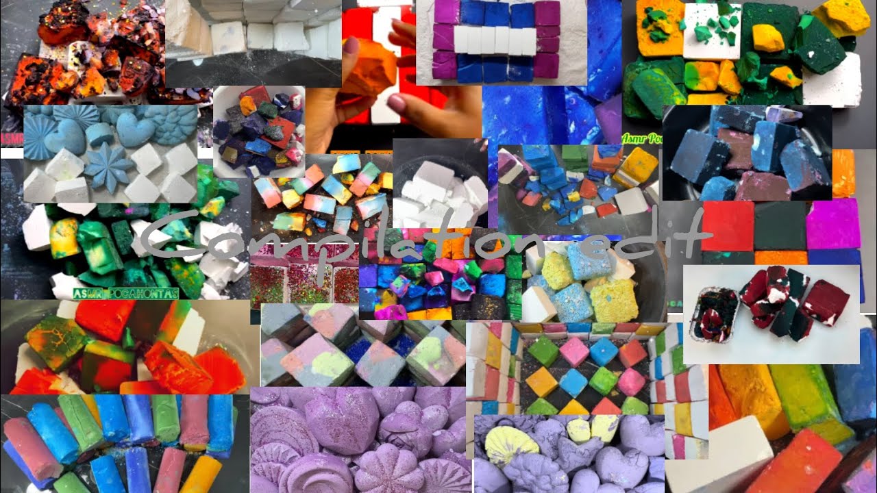 1 Hour Compilation | Dyed Dusty Crunchy Flakey Gym Chalk | Gym Chalk Asmr | Oddly Satisfying