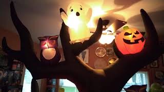 Details NEW FOR 2021 Halloween Airblown Inflatable 9ft Spooky Tree With Owls, Ghost, And Pumpkins Update