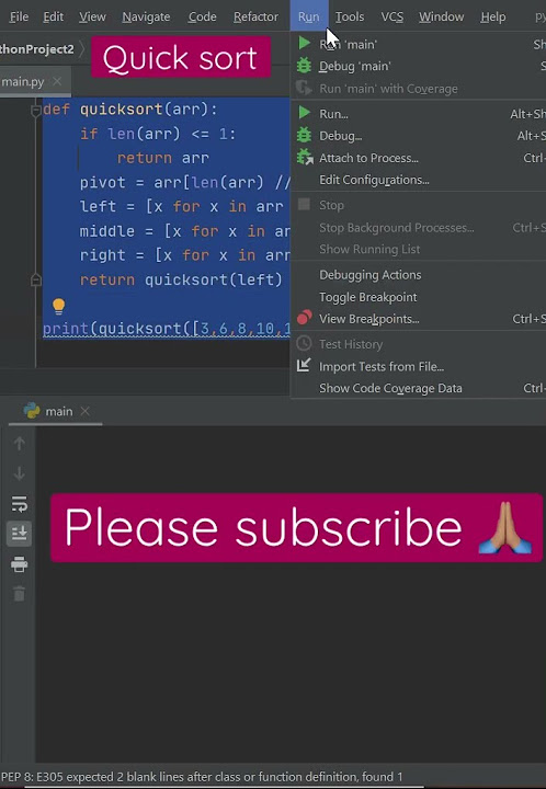 Python code that implements the quicksort algorithm - YouTube