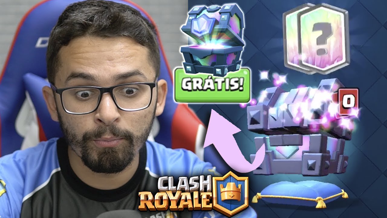ABRI UM BAÚ DO REI LENDÁRIO E GANHEI DE BRINDE UM BAÚ LENDÁRIO GRÁTIS NO CLASH ROYALE!!! jogos friv