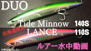 【タイドミノーランス】水中映像　「DUO Tide Minnow LANCE 140S / 110S」　ルアー水中動画