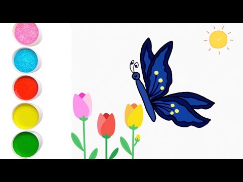 Раскраска бабочка. Мультик раскраска. Как нарисовать бабочку. Песенки и мелодии для детей #27