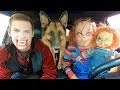 Vampire Surprises Chucky & Dog With Car Ride Chase