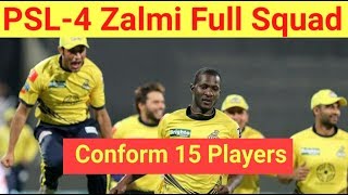 Psl 2019-Peshawar Zalmi Full Squad For Stan Super League 2019 Zalmi Conform Squad