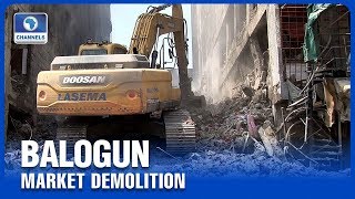 Lagos Govt Demolishes Burnt Balogun Market Building