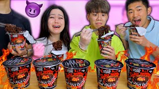 GHOST PEPPER NOODLE CHALLENGE WITH THE WHOLE FAMILY! *Scary Showdown With Andrew!