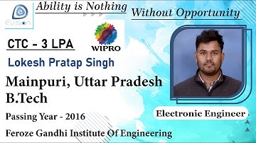 Congrats, Lokesh | ELECTRONICS ENGINEER | 3 LPA | Got Selected as Associate System Engineer in WIPRO