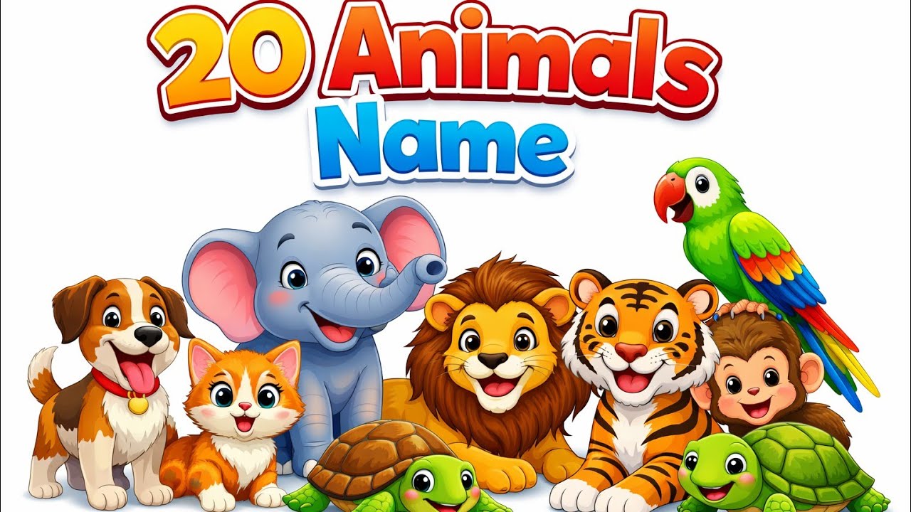 20 Animals Name | जानवरों के नाम हिंदी & English | Kids Learning Video
