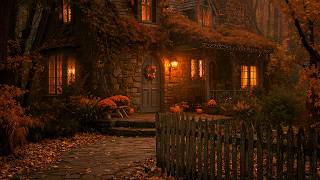 Coming Home to a Hidden Autumn Cottage | Cozy Stone Cottage Ambience | Nostalgic Dark Academia Piano
