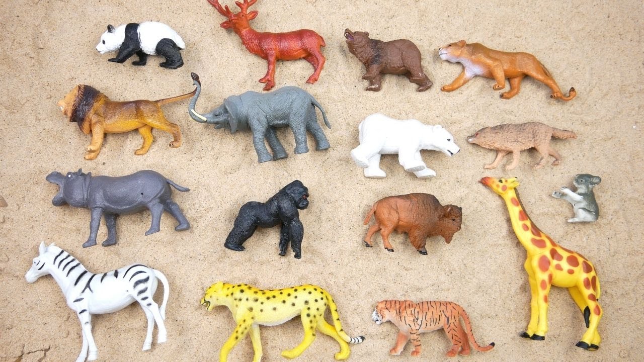 Lion, Elephant, Cheetah, Giraffe, Bear, Tiger, Zebra,  Wolf, Zoo Animals, Toy Wild Animals for Kids