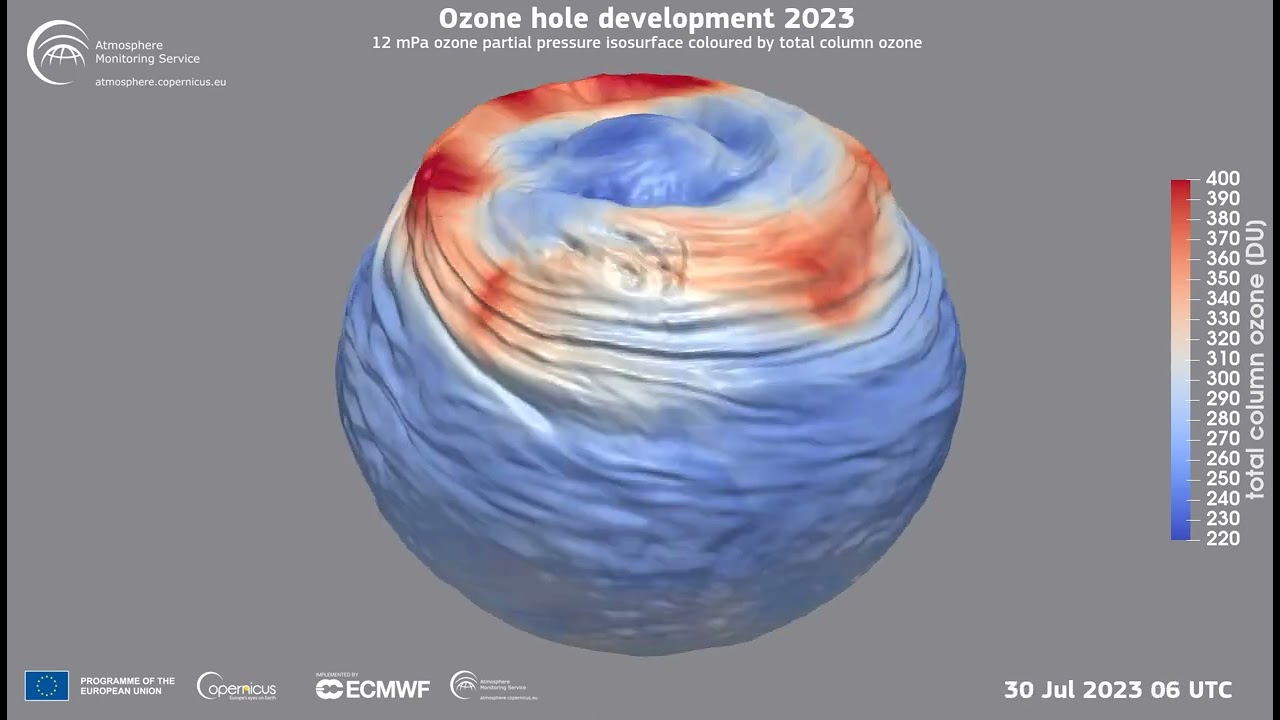 3D Rendering of the Ozone Hole Evolution in 2023