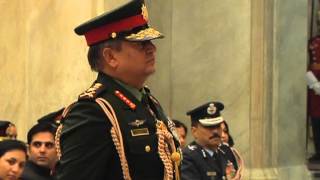 President Mukherjee confers General of the Indian Army to Chief of the Army Staff, Nepalese Army