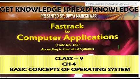 FASTRACK TO COMPUTER APPLICATIONS PART-6 CLASS-9 CH-4 BASIC CONCEPTS OF OPERATING SYSTEM