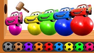 learn colors with lightning mcqueen soccer ball balloons for kids children disney pixar cars 3