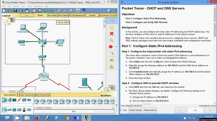 10.2.2.7 Packet Tracer - DNS and DHCP