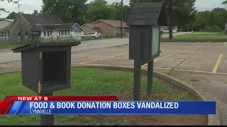 Food and book donation boxes vandalized