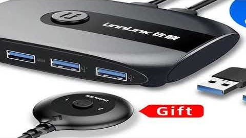 Unnlink USB KVM Switch Adapter USB 3.0 Switcher 2 Input 4 Output USB Switch Printer Sharer for 2 PC