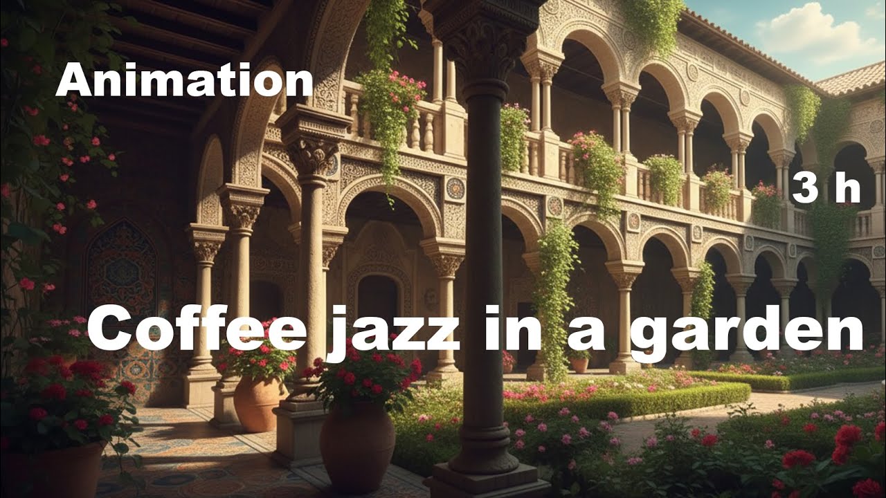 Coffee jazz in a garden | Relaxing music | Almost 3 hours | Animation